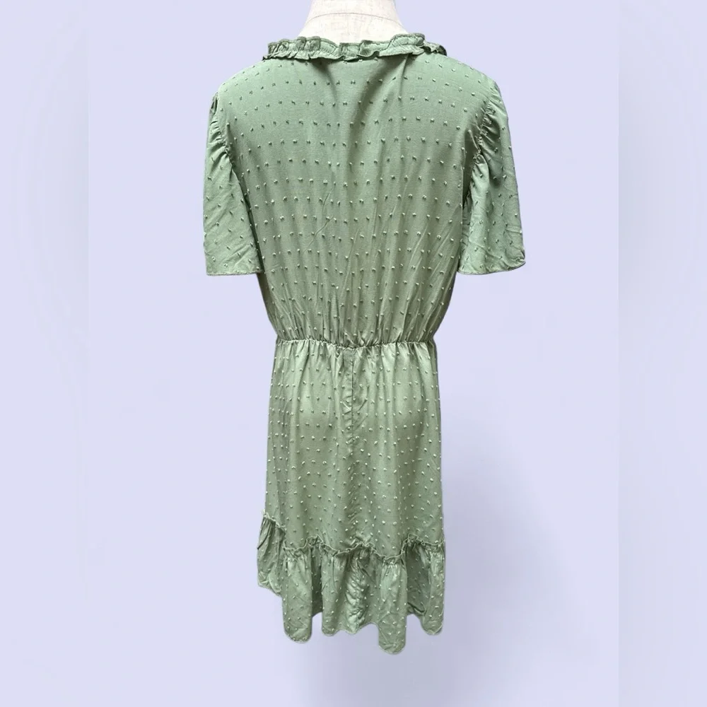 V-neck Ruffled Short Sleeve Dress Size Small - Picture 3 of 9